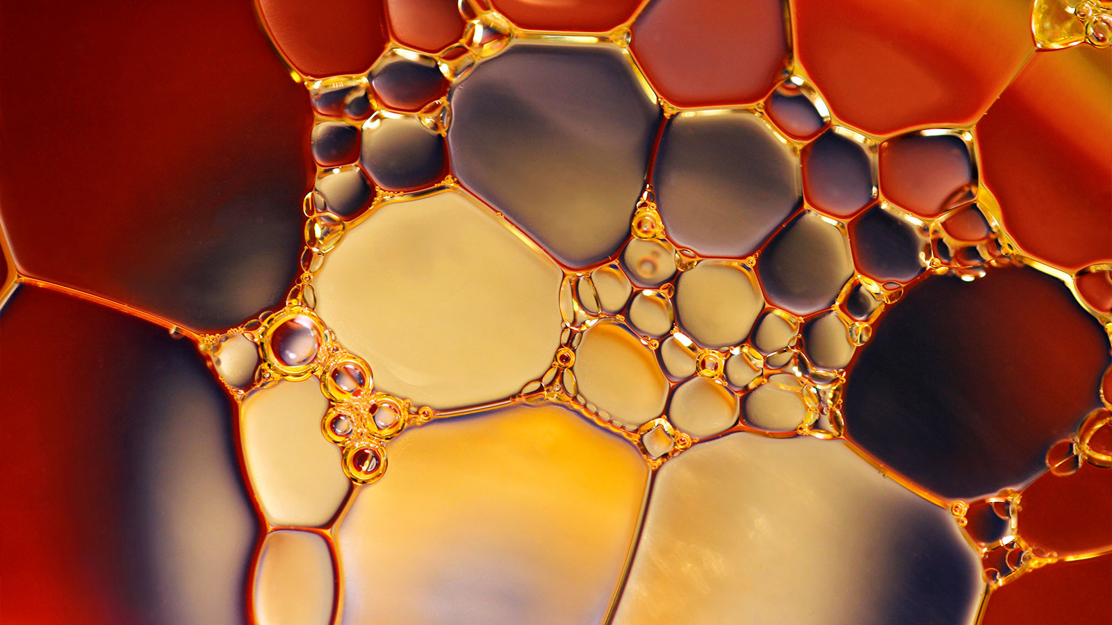 A close up view of a liquid with bubbles intertwining.