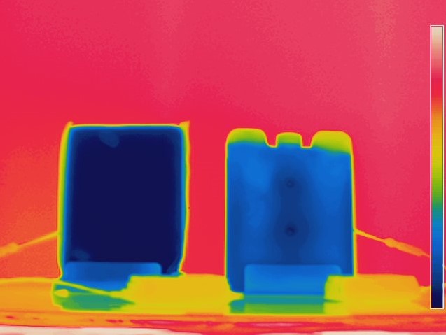 Temprecision® Foam on left and Plastic Fluid Bottle on right side (FLIR Camera, TEMPTALE Sensors)